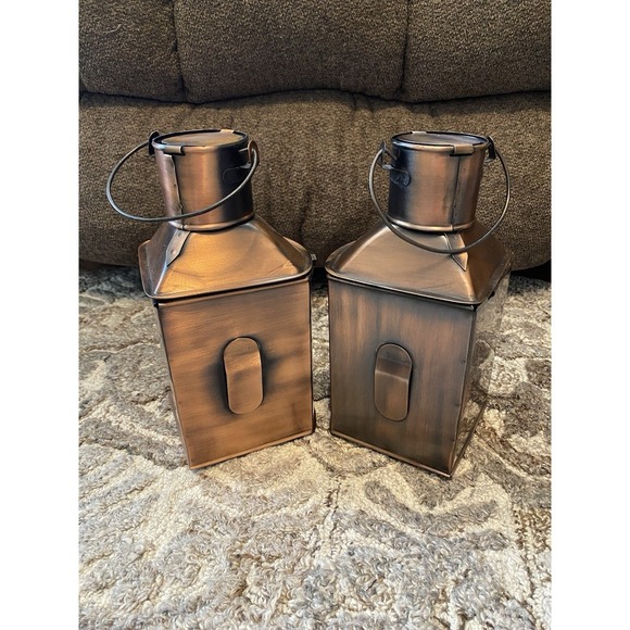 2 Copper Port Starboard Nautical Tealight Flicker Candle Lanterns Red And Green - Picture 4 of 6